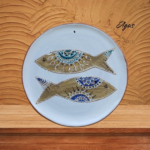 Peixinhos com Mandalas em Cerâmica – Arte Náutica com Toques Indianos em Alto-relevo
