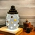 Greek Lamp with Amber Glass Gems and Cold Ceramic Finish
