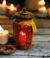 Handmade Indian Red Lamp with Gold and Green Details