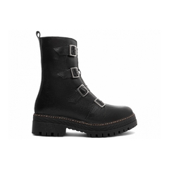 Bota Coturno Sola Tratorada Couro