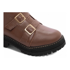 Bota Coturno Sola Tratorada Couro