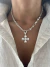 Dije cruz plata y cristal