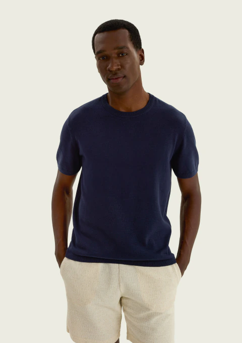 Camiseta Masculina Tricô Manga Curta Hering - Marinho