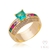 Anel Solitário Serenity Dourado Zircônia Esmeralda