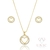 Conjunto Circle Heart Zircônia Dourado