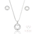 Conjunto Circle Heart Zircônia Ródio