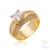 Anel Solitário Serenity Dourado Zircônia Cristal