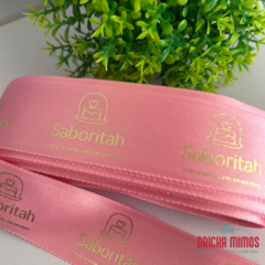 Imagem do 50 metros (PROMOCIONAL) DE FITA PERSONALIZADA DE 10MM LARGURA logomarca/casamento/aniversários/eventos