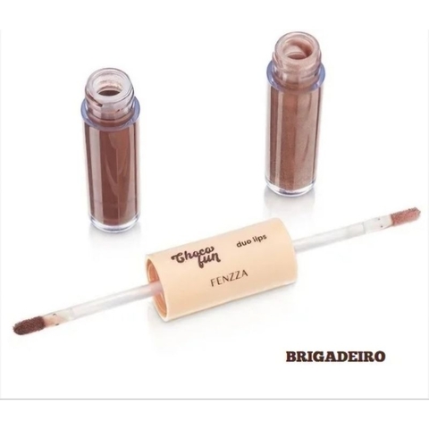 Duo Lips Batom + Gloss Choco Fun Fenzza Cor Brigadeiro