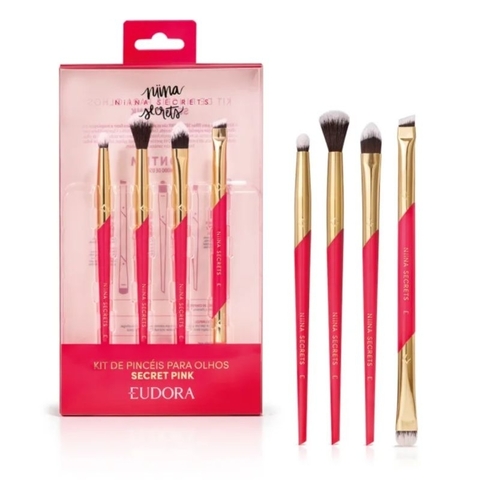 Kit 04 Pincéis para Olhos Secret Pink Niina Secrets