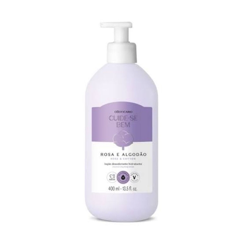 Loção Hidratante Desodorante Corporal Cuide-se Bem Rosa e Algodão 400ml O Boticário