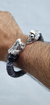 Brazalete De Piel Fina Con Guerreros Águila De Plata