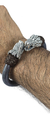 Brazalete De Piel Gris Con Quetzalcoatl De Plata 925 - online store