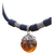 Dije De Esfera De Ambar Con Plata Con Collar De Piel on internet