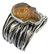 Image of Brazalete De Plata Ley 925 Corrugado Con Calavera De Ambar