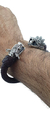 Image of Brazalete De Piel Con Cabezas De Quetzalcoatl De Plata