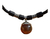 Dije De Esfera De Ambar Con Plata Con Collar De Piel - ARTESANOSMEX