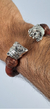 Brazalete De Piel Con Guerreros Jaguar Calavera De Plata - online store