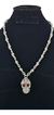 Cadena De Calaveras De Plata 925 Con Dije Y Zirconias Rojas - online store