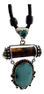 Dije De Turquesa Con Tubo De Ambar Montado En Plata 925 - online store
