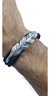 Pulsera De Piel Tejida Con Pluma De Plata .925