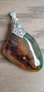 Image of Dije De Piedra Natural De Chiapas Montado En Plata Con Jade