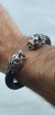 Brazalete De Piel Tejida Con Leones De Plata Ley .925 - buy online