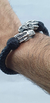 Brazalete De Piel Con Dragones De Plata Ley 925 Para Hombre - online store