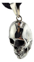 Dije De Calavera De Plata Ley .925 Con Collar De Piel on internet