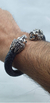 Brazalete De Piel Tejida Con Leones De Plata Ley .925
