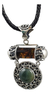 Image of Dije De Jade Con Ambar Montado En Plata Ley 925