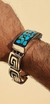 Pulsera De Grecas De Plata Con Placa De Ébano Y Turquesas - online store