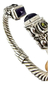 Brazalete De Cable De Plata 925 Con Amatistas Y Peridotos