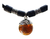 Dije De Esfera De Ambar Con Plata Con Collar De Piel - online store