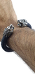 Brazalete De Piel Tejida Con Leones De Plata - ARTESANOSMEX