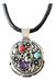 Dije De Plata Nativo Americano Con Flores Hojas Y Piedras