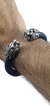Image of Brazalete De Piel Tejida Con Leones De Plata