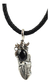 Image of Dije De Pluma De Plata Ley .925 Adornada Con Onix