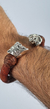 Image of Brazalete De Piel Con Guerreros Jaguar Calavera De Plata