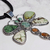 Image of Dije Libélula De Turquesas Verdes Montado En Plata