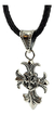 Dije Cruz Flor De Lis De Plata Ley .925 Con Collar De Piel - ARTESANOSMEX