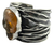 Brazalete De Plata Ley 925 Corrugado Con Calavera De Ambar - ARTESANOSMEX