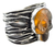 Brazalete De Plata Ley 925 Corrugado Con Calavera De Ambar on internet