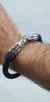 Brazalete De Piel Con Dragones De Plata Ley 925 Para Hombre