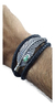 Pulsera De Piel Tejida Con Pluma De Plata Con Turquesa