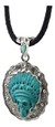 Dije De Calavera De Turquesa Con Penacho Montado En Plata - ARTESANOSMEX