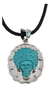 Dije De Calavera De Turquesa Con Penacho Montado En Plata