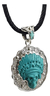 Dije De Calavera De Turquesa Con Penacho Montado En Plata on internet