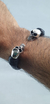 Brazalete De Piel Fina Con Calaveras De Plata Ley .925 - buy online