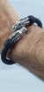 Image of Brazalete De Piel Con Dragones De Plata Ley 925 Para Hombre